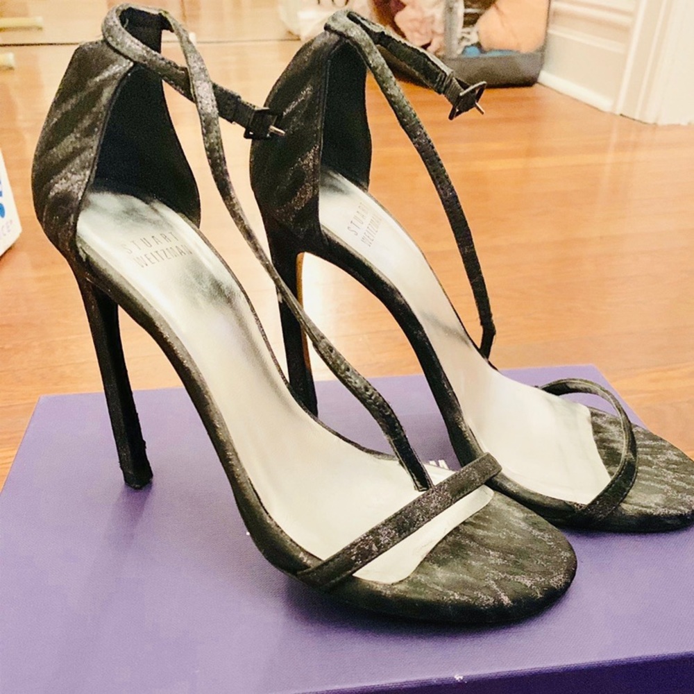Stuart Weitzman Pyrite Jacquard Nudist heel